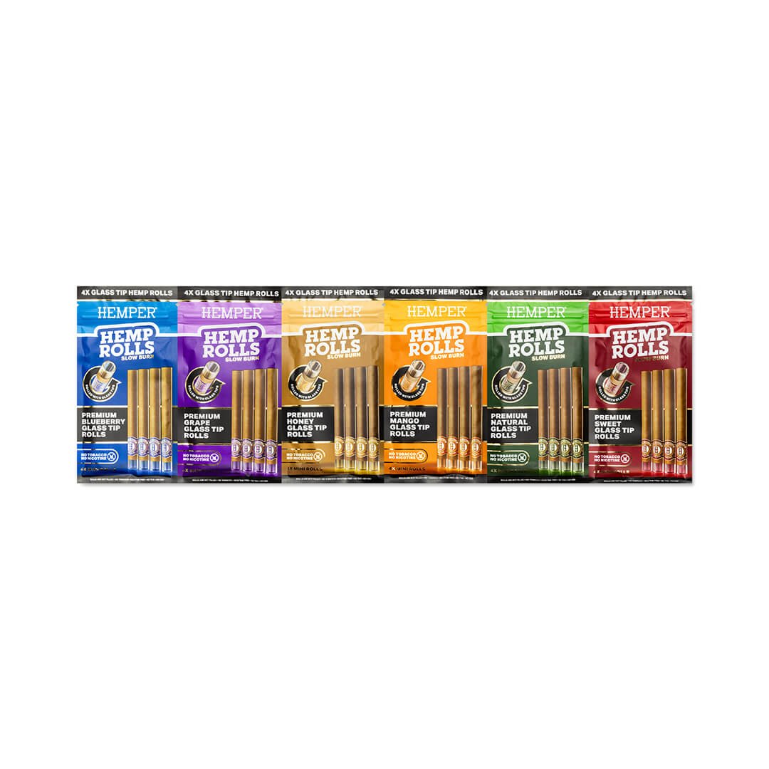 Mini Size Glass Tipped Hemp Rolls - Variety Sampler Pack - HEMPER -