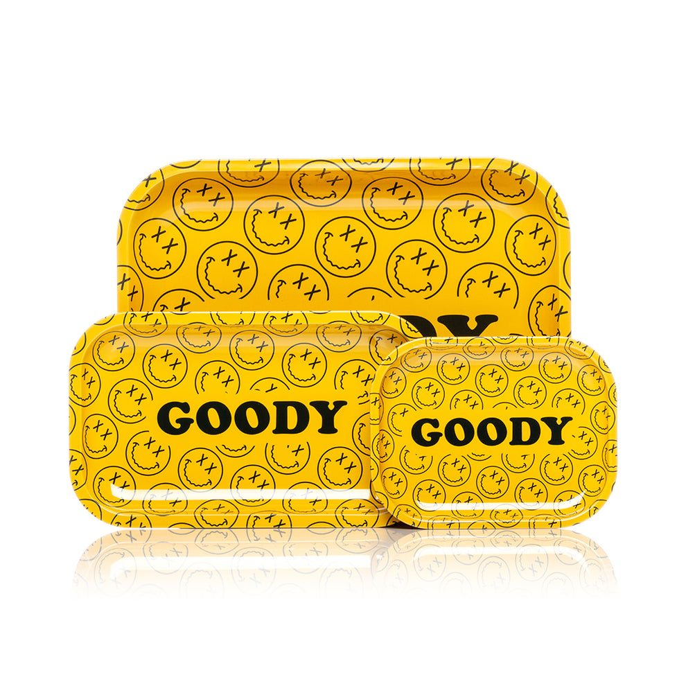 Goody Glass Assorted Size Yellow Big Smiley Face Rolling Tray - 2