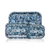 HEMPER Assorted Size Blue and Black Marble Rolling Tray
