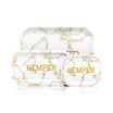 HEMPER Assorted Size Gold and White Marble Rolling Tray