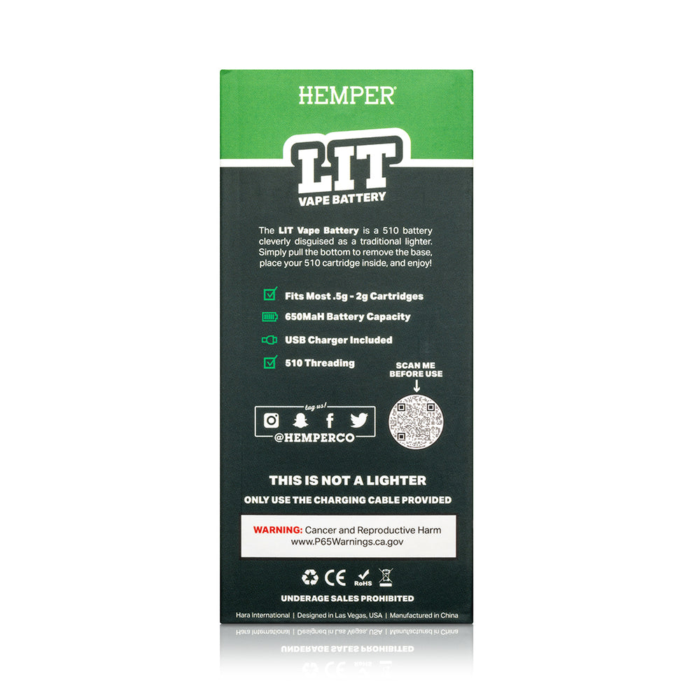 HEMPER Lit 510 Thread Vape Battery Packaging - 4