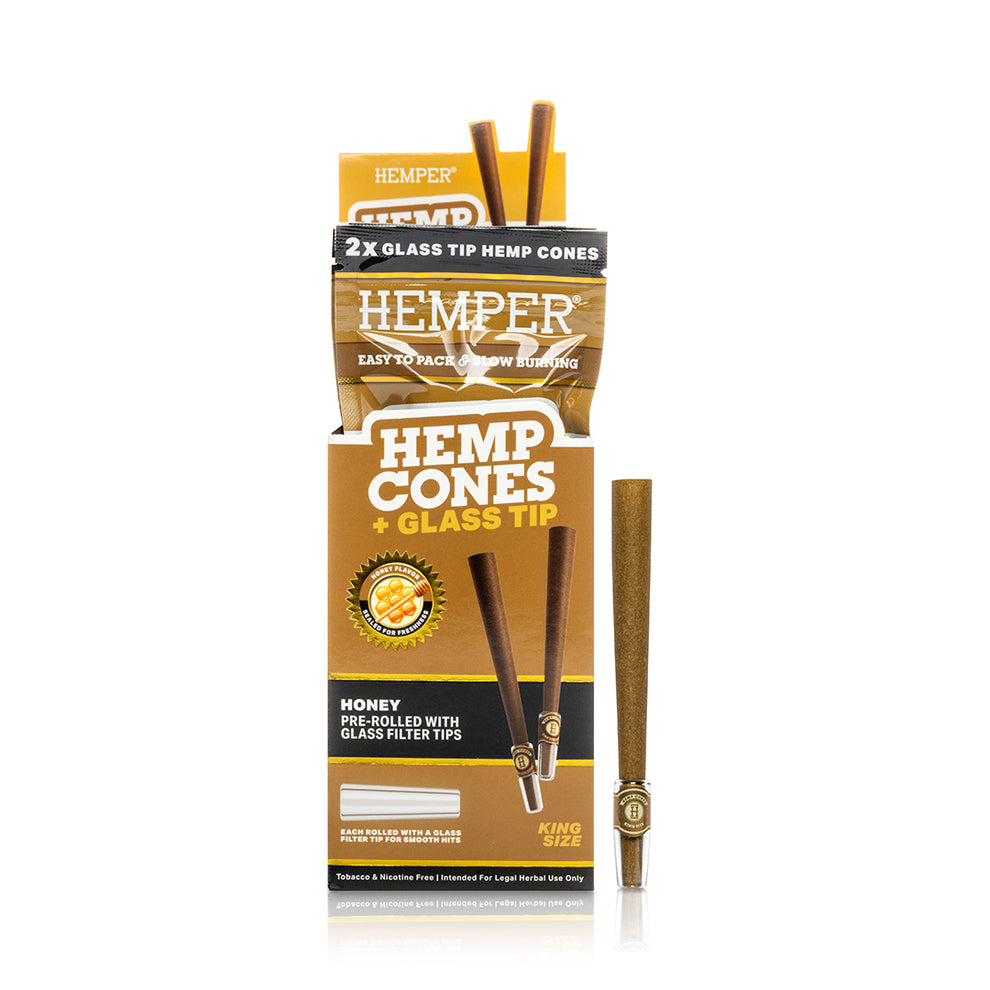Pre-Rolled King Size Glass Tipped Hemp Cones - Honey - 4