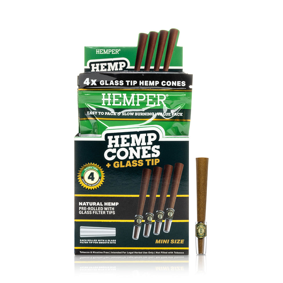 HEMPER Unflavored Glass Tip Mini Size Hemp Cones - 1