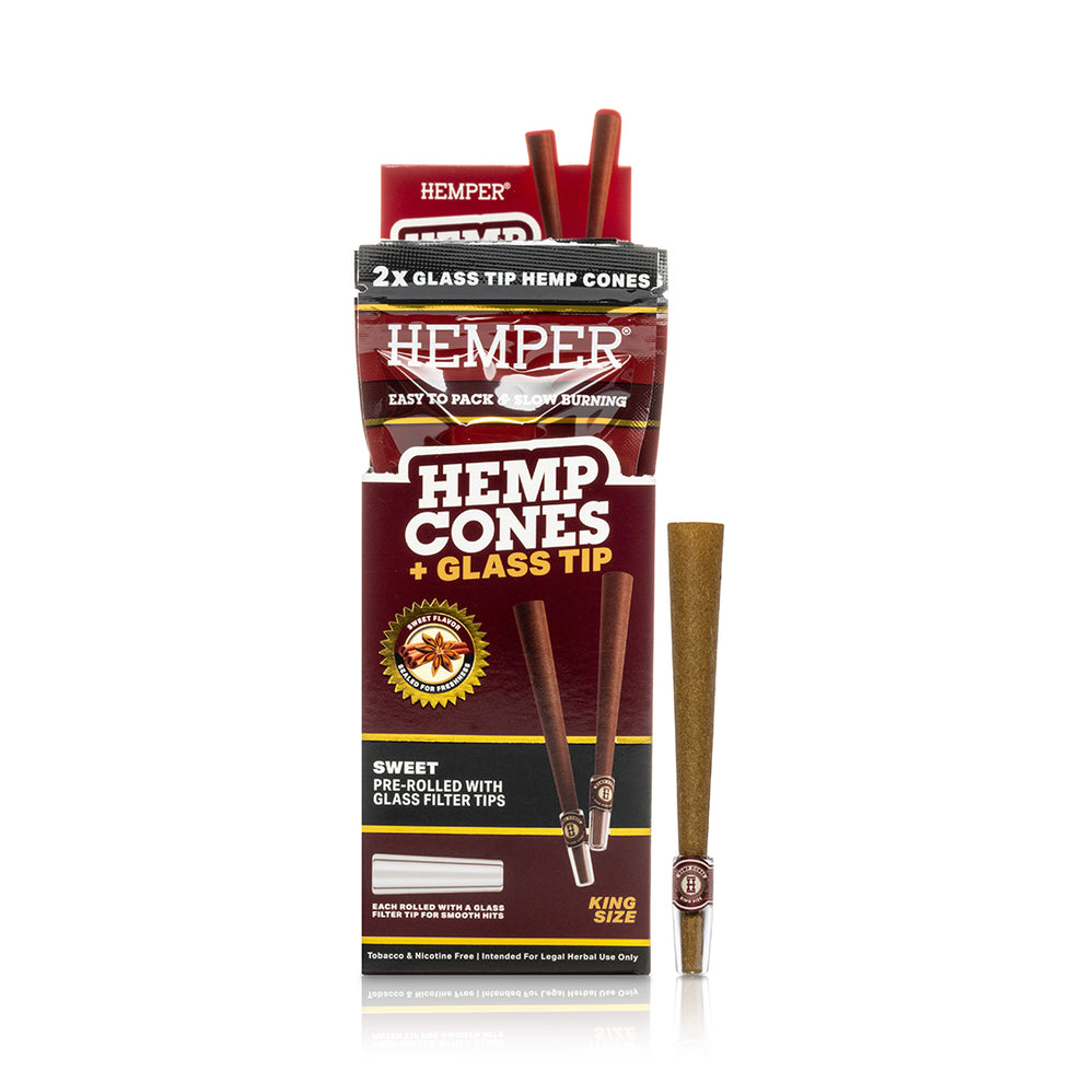 Pre-Rolled King Size Glass Tipped Hemp Cones - Sweet - 3