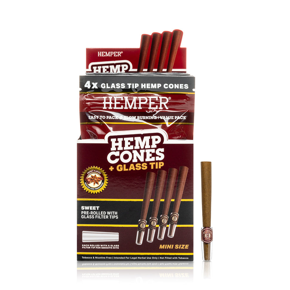 HEMPER Sweet Flavored Glass Tip Mini Size Hemp Cones - 3