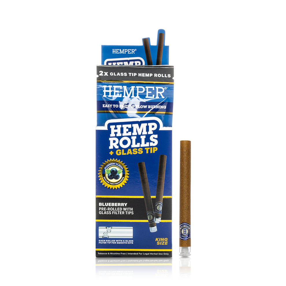 Pre-Rolled King Size Glass Tipped Hemp Rolls - Blueberry - 4