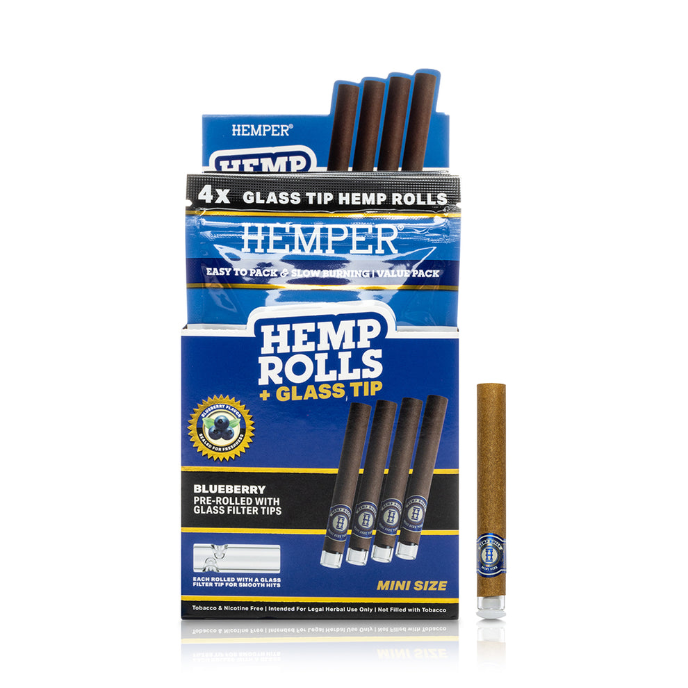Pre-Rolled Mini Glass Tipped Hemp Rolls - Blueberry - 5