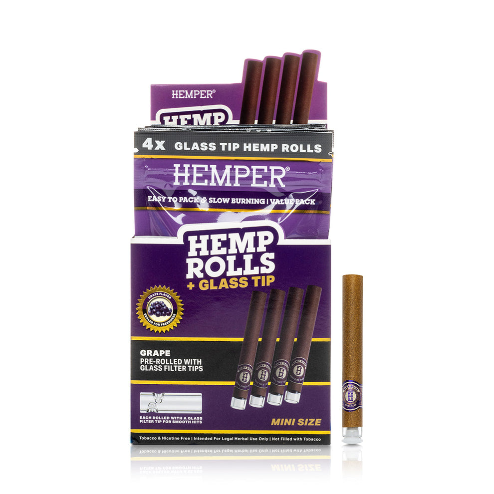 HEMPER Mini Hemp Rolls + Glass Tips - Grape Flavor - 4