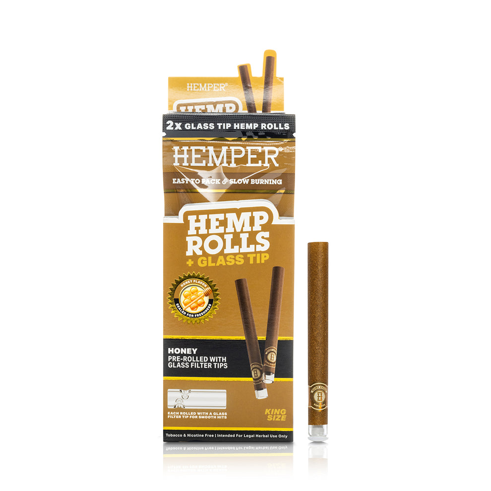 Pre-Rolled King Size Glass Tipped Hemp Rolls - Honey - 2