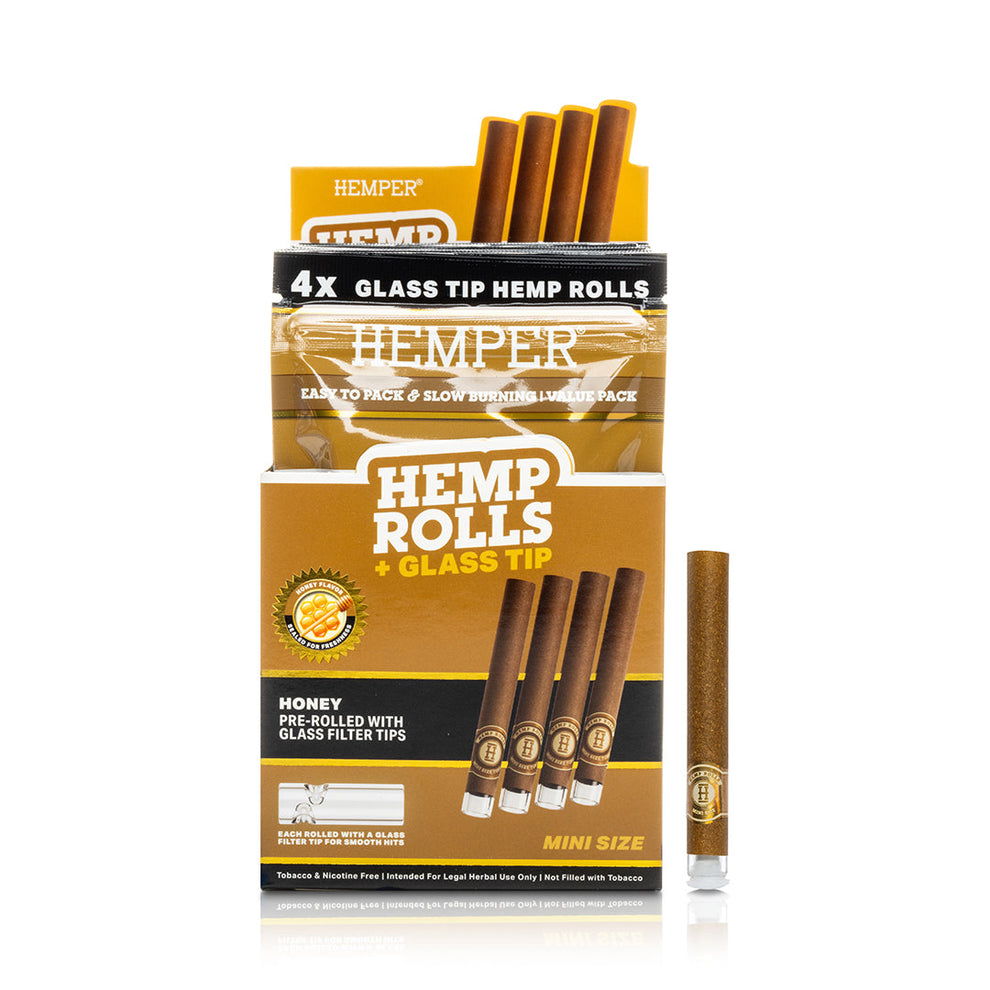 HEMPER Mini Hemp Rolls + Glass Tips - Honey Flavor - 3