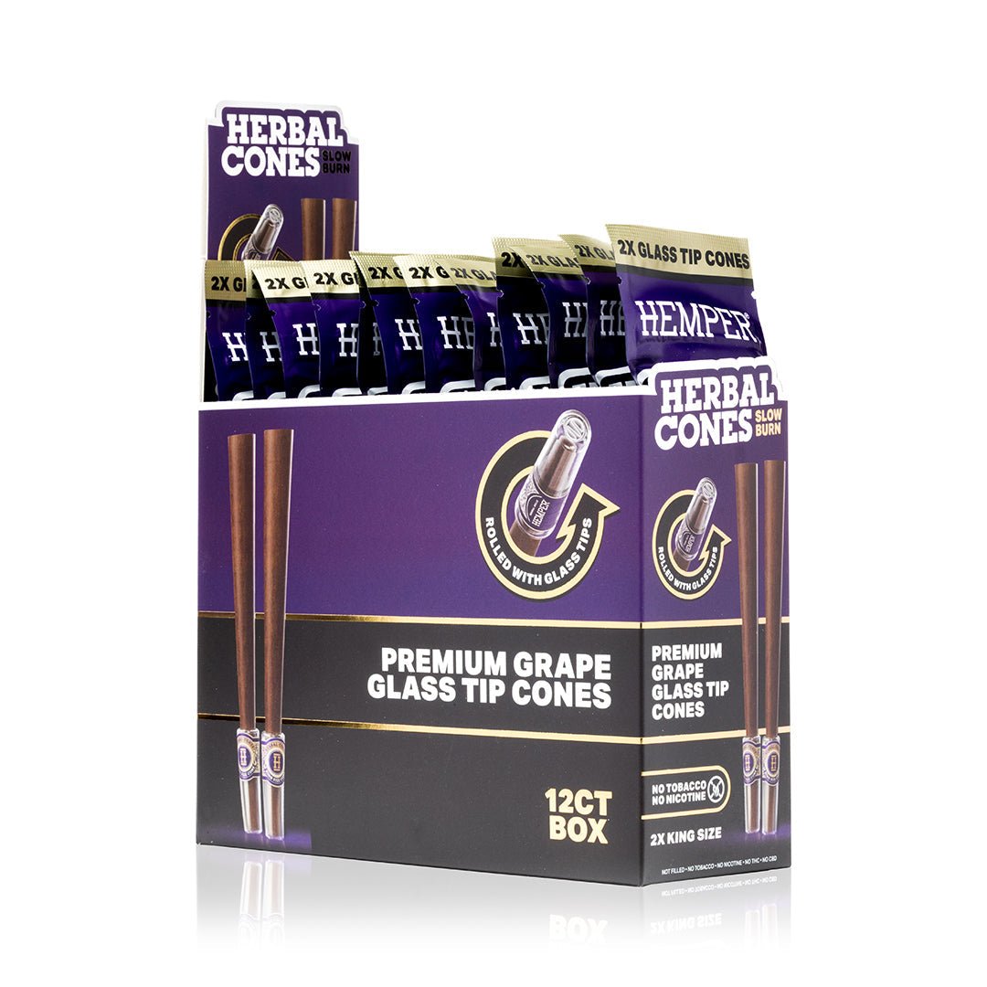 King Size Glass Tipped Herbal Cones (2 Pack) - HEMPER - 