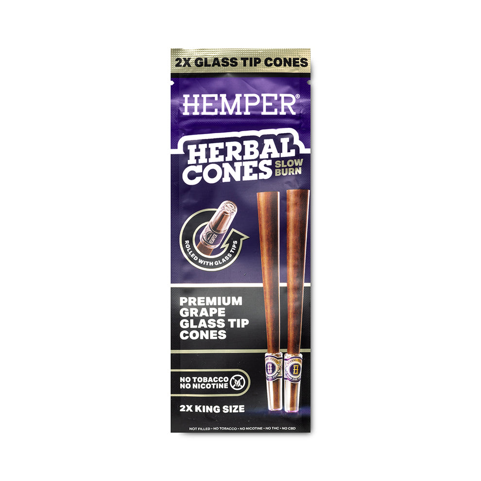 HEMPER King Size Grape Herbal Cones with Glass Tip - 1