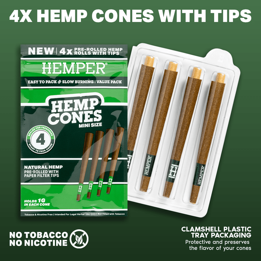 Mini Size Paper Tipped Hemp Cones (4 Pack) - HEMPER - 4