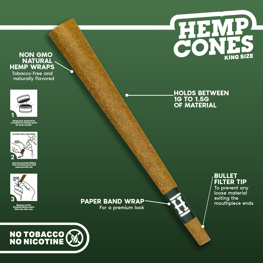 King Size Paper Tipped Hemp Cones (2 Pack) - HEMPER - 
