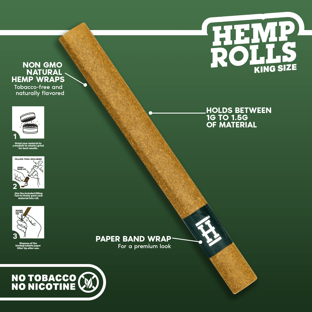King Size Paper Tipped Hemp Rolls (2 Pack) - HEMPER - 