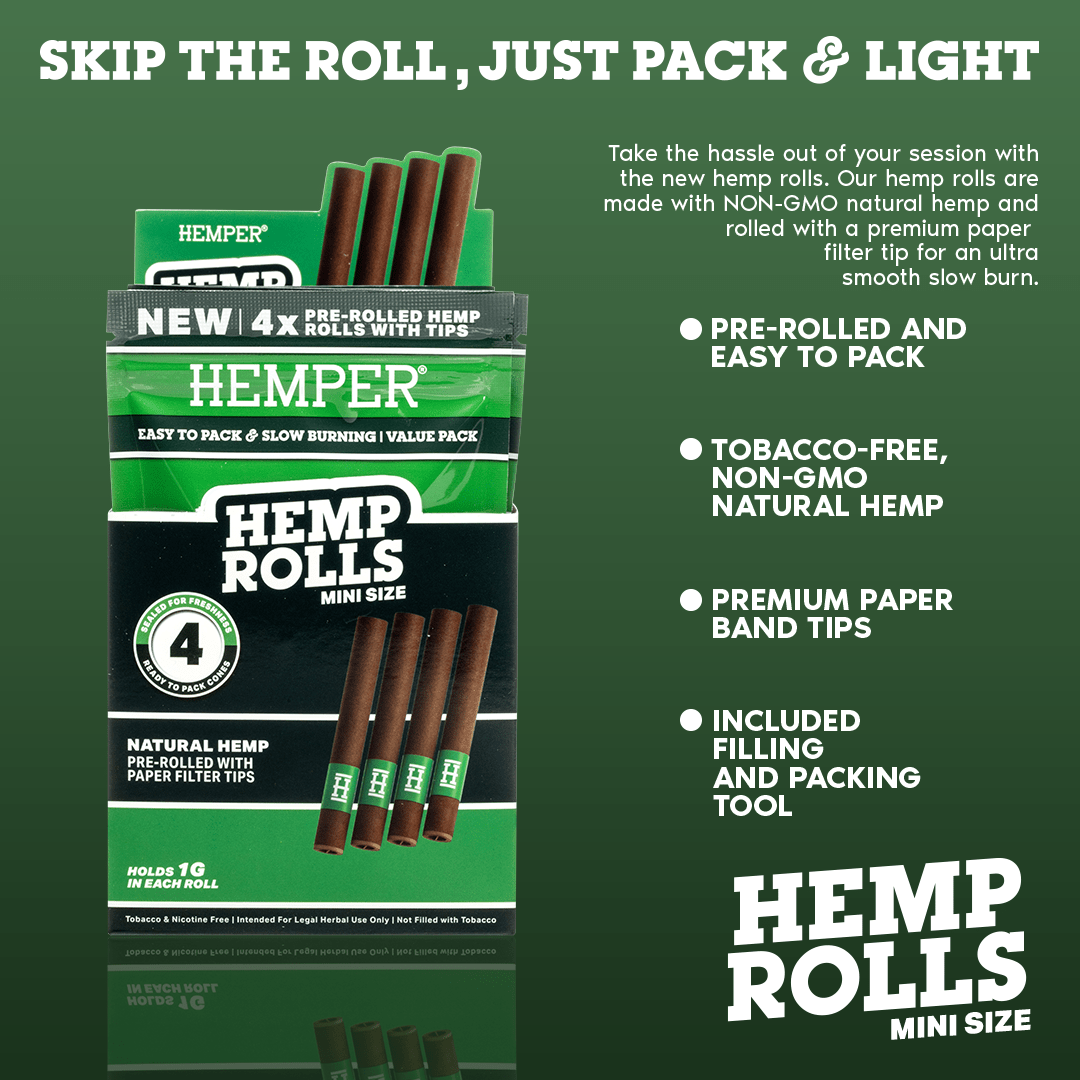 Mini Size Paper Tipped Hemp Rolls (4 Pack) - HEMPER - 