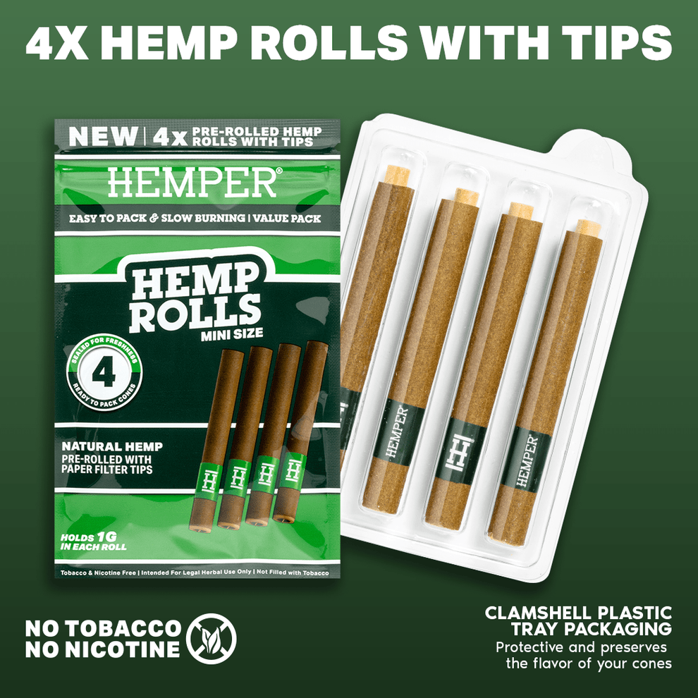 Mini Size Paper Tipped Hemp Rolls (4 Pack) - HEMPER - 4