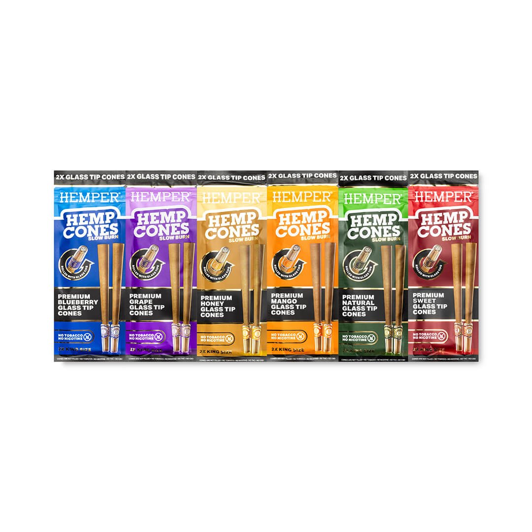 King Size Glass Tipped Hemp Cones - Variety Sampler Pack - HEMPER