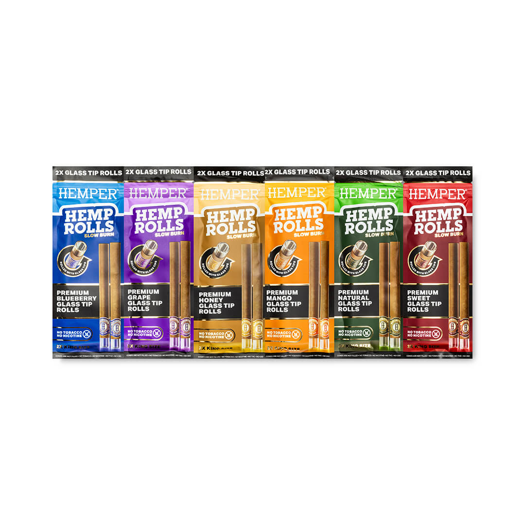 King Size Glass Tipped Hemp Rolls - Variety Sampler Pack - 