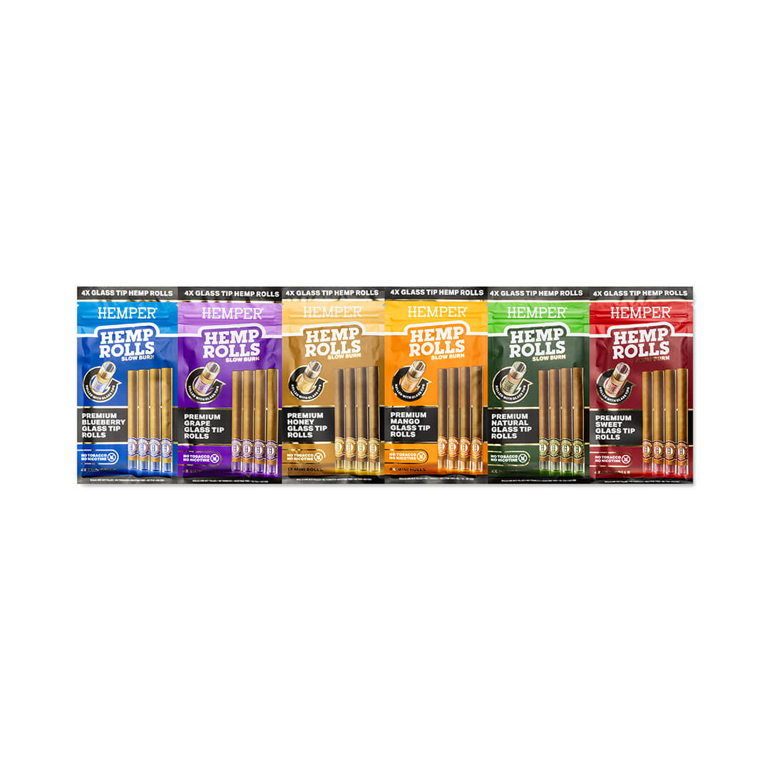Mini Size Glass Tipped Hemp Rolls - Variety Sampler Pack - 
