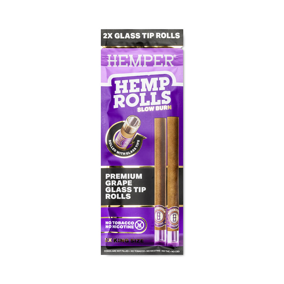 Hemper King Size Hemp Rolls + Glass Tips 2 unidades