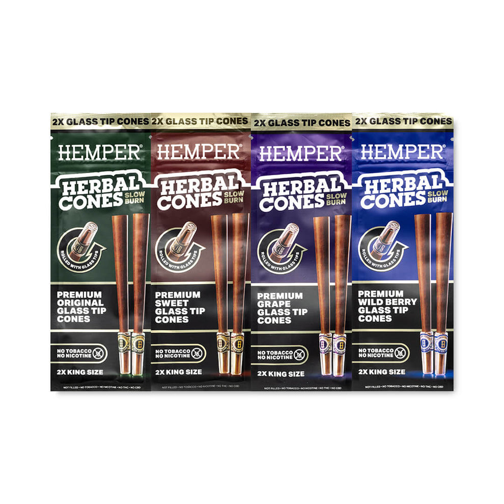 King Size Glass Tipped Herbal Cones - Variety Sampler Pack - 1