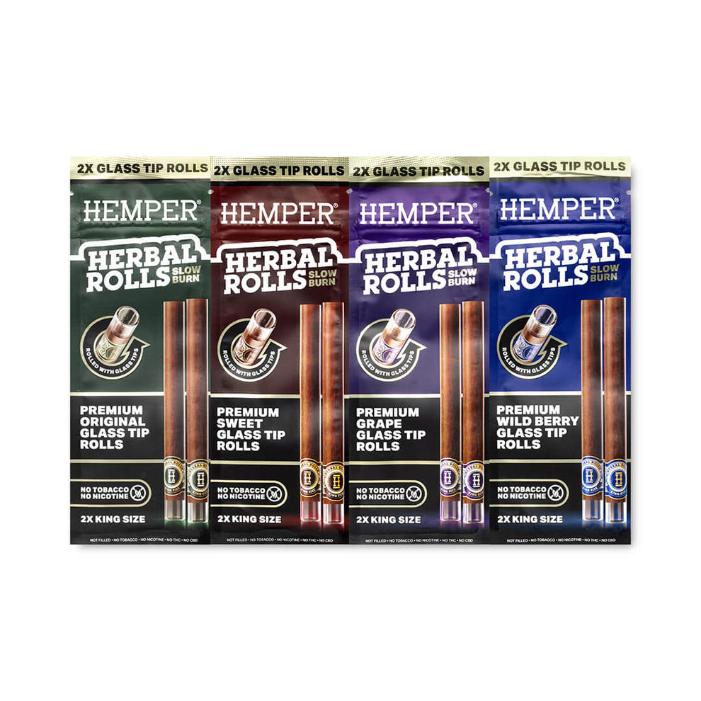King Size Glass Tipped Herbal Rolls - Variety Sampler Pack - 1