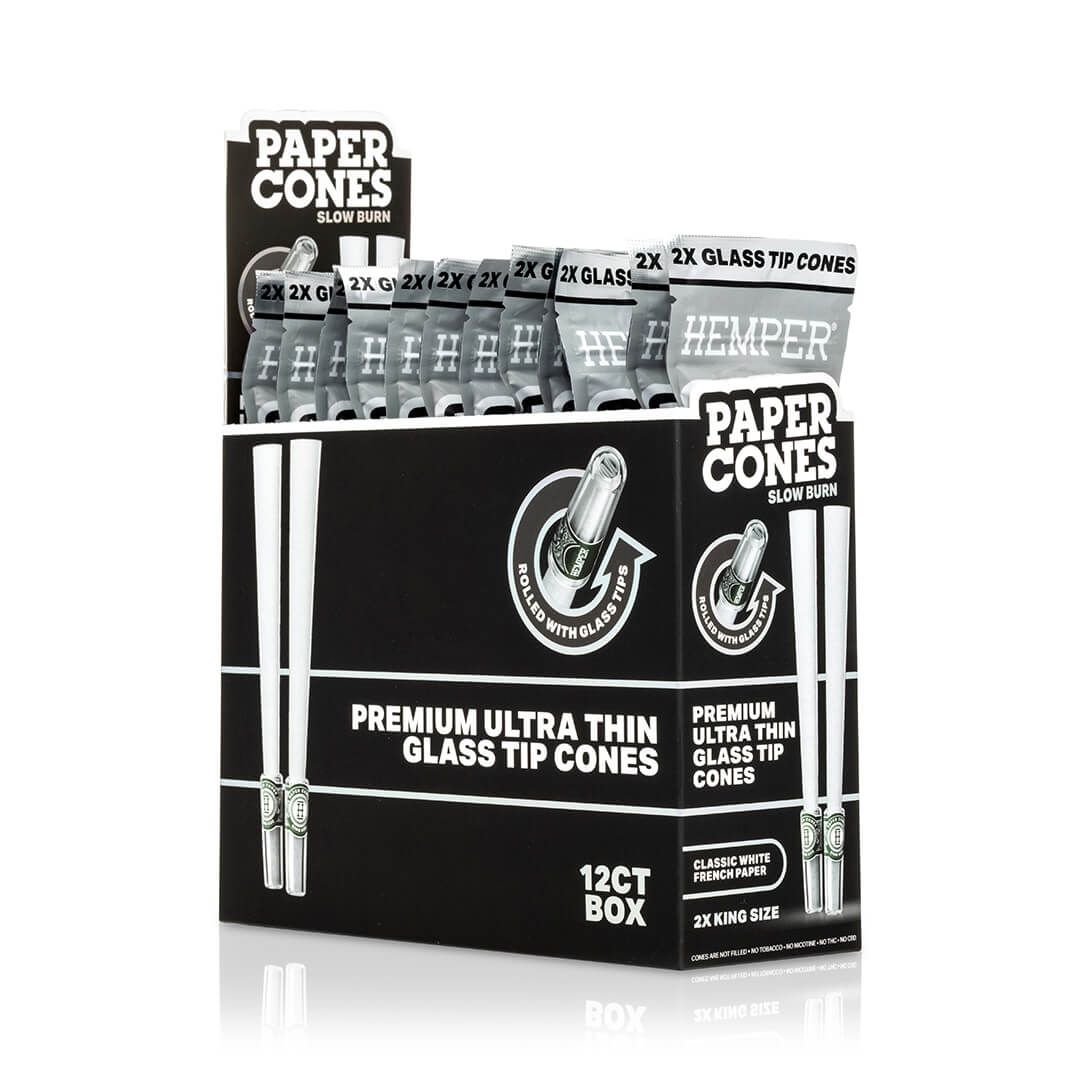 King Size Glass Tipped Paper Cones - HEMPER - 