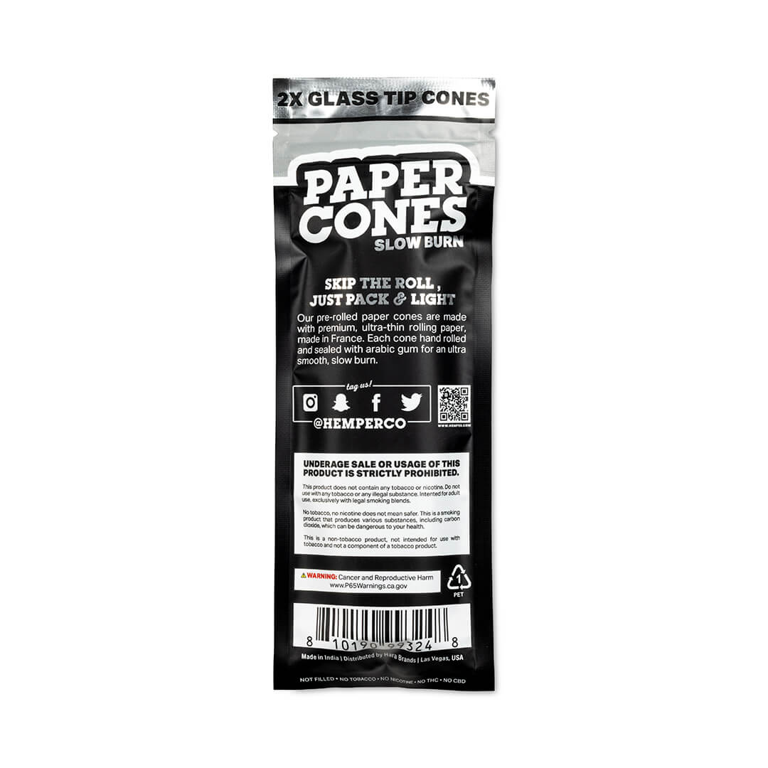 King Size Glass Tipped Paper Cones - HEMPER - 