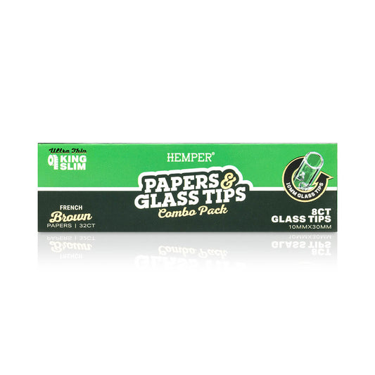 HEMPER PAPERS & GLASS TIPS COMBO PACK - KING SLIM - FRENCH BROWN - 10MM_002_ONWHITE_1080x1080