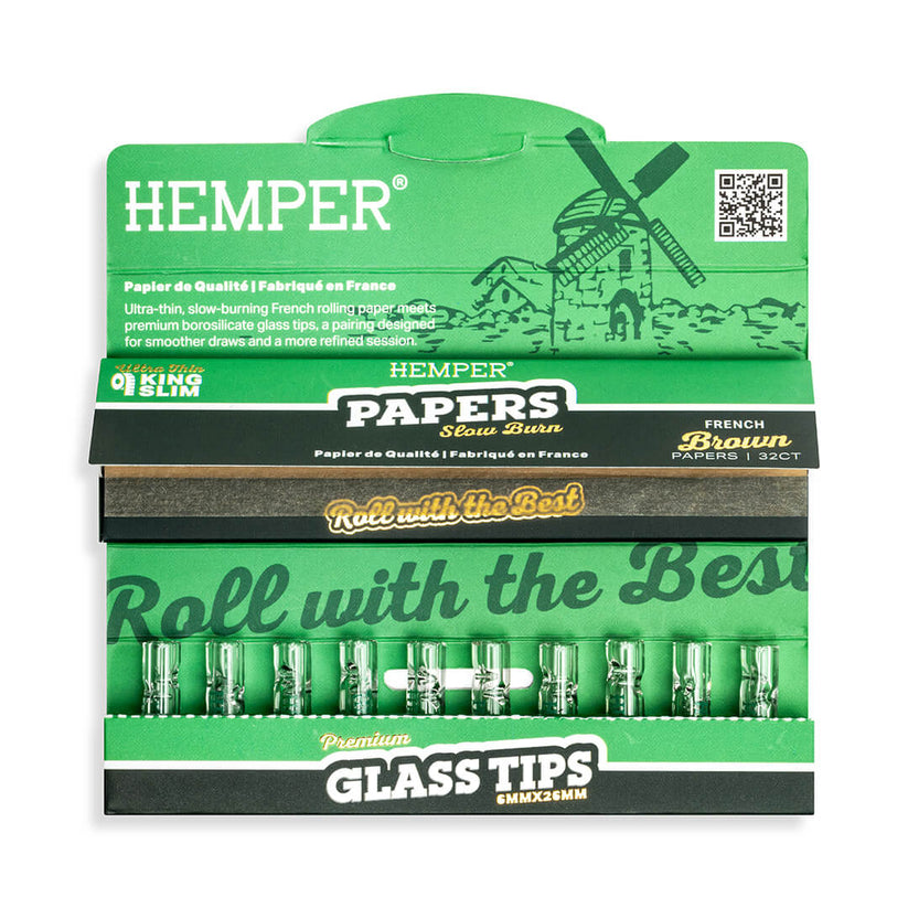 HEMPER Paper Booklet + Glass Tips - Natural Brown 6mm
