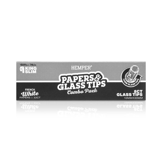 HEMPER PAPERS & GLASS TIPS COMBO PACK - KING SLIM - FRENCH WHITE - 10MM_002_ONWHITE_1080x1080