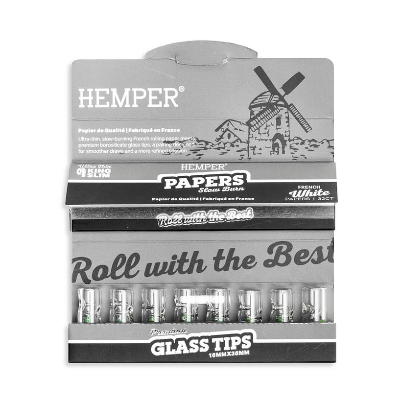 HEMPER Paper Booklet + Glass Tips - Classic White 10mm