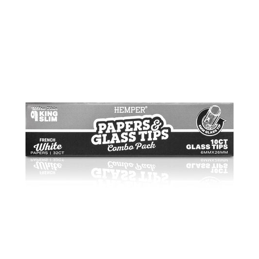 HEMPER PAPERS & GLASS TIPS COMBO PACK - KING SLIM - FRENCH WHITE - 6MM_002_ONWHITE_1080x1080