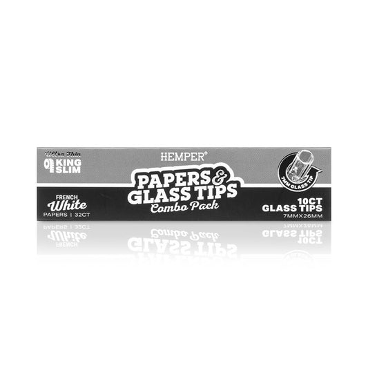 HEMPER PAPERS & GLASS TIPS COMBO PACK - KING SLIM - FRENCH WHITE - 7MM_002_ONWHITE_1080x1080