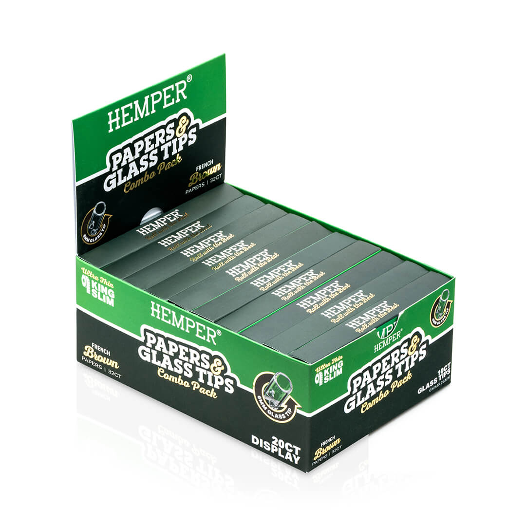 King Size Rolling Paper Booklet + Glass Tips - HEMPER - 