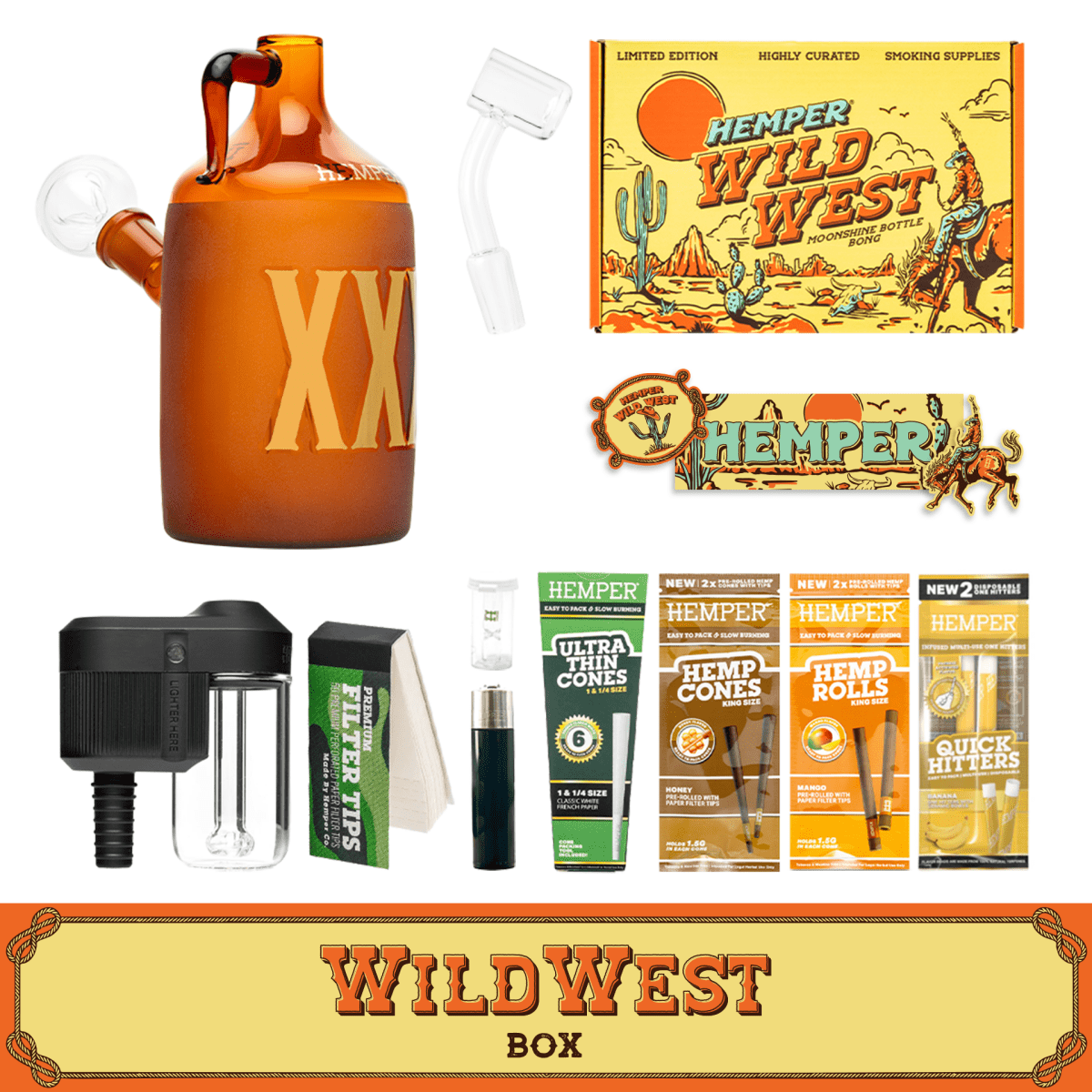 Wild West Moonshine Bottle Bong Box - HEMPER - 
