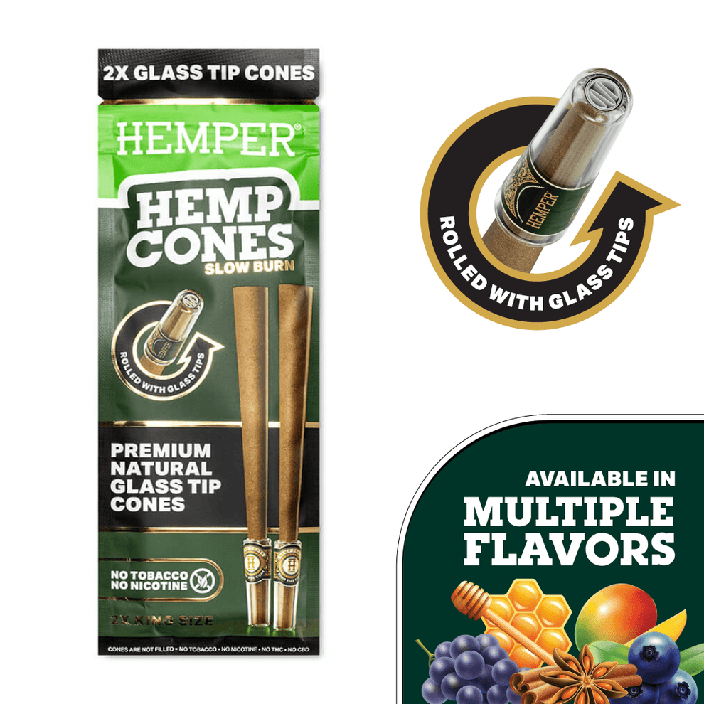 King Size Glass Tipped Hemp Cones - HEMPER - 2