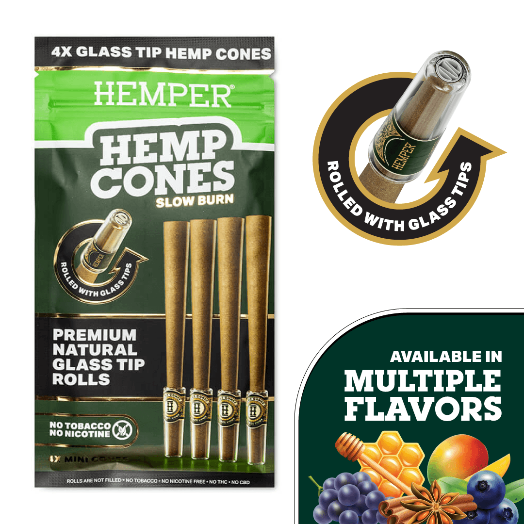 Mini Size Glass Tipped Hemp Cones - HEMPER - 