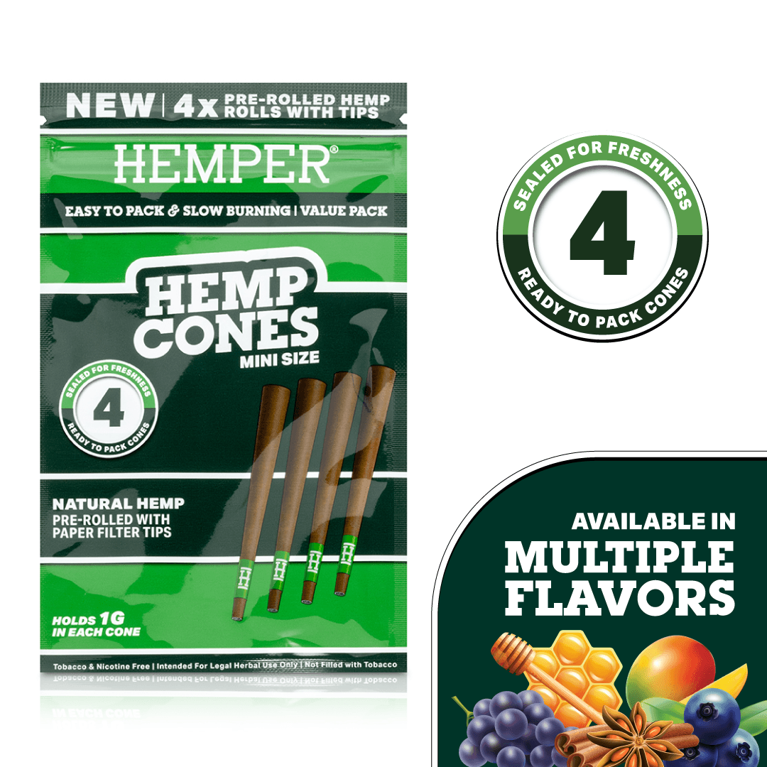 Mini Size Paper Tipped Hemp Cones - HEMPER - 
