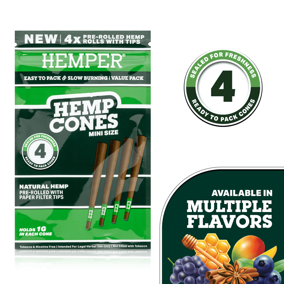 Mini Size Paper Tipped Hemp Cones - HEMPER - 2