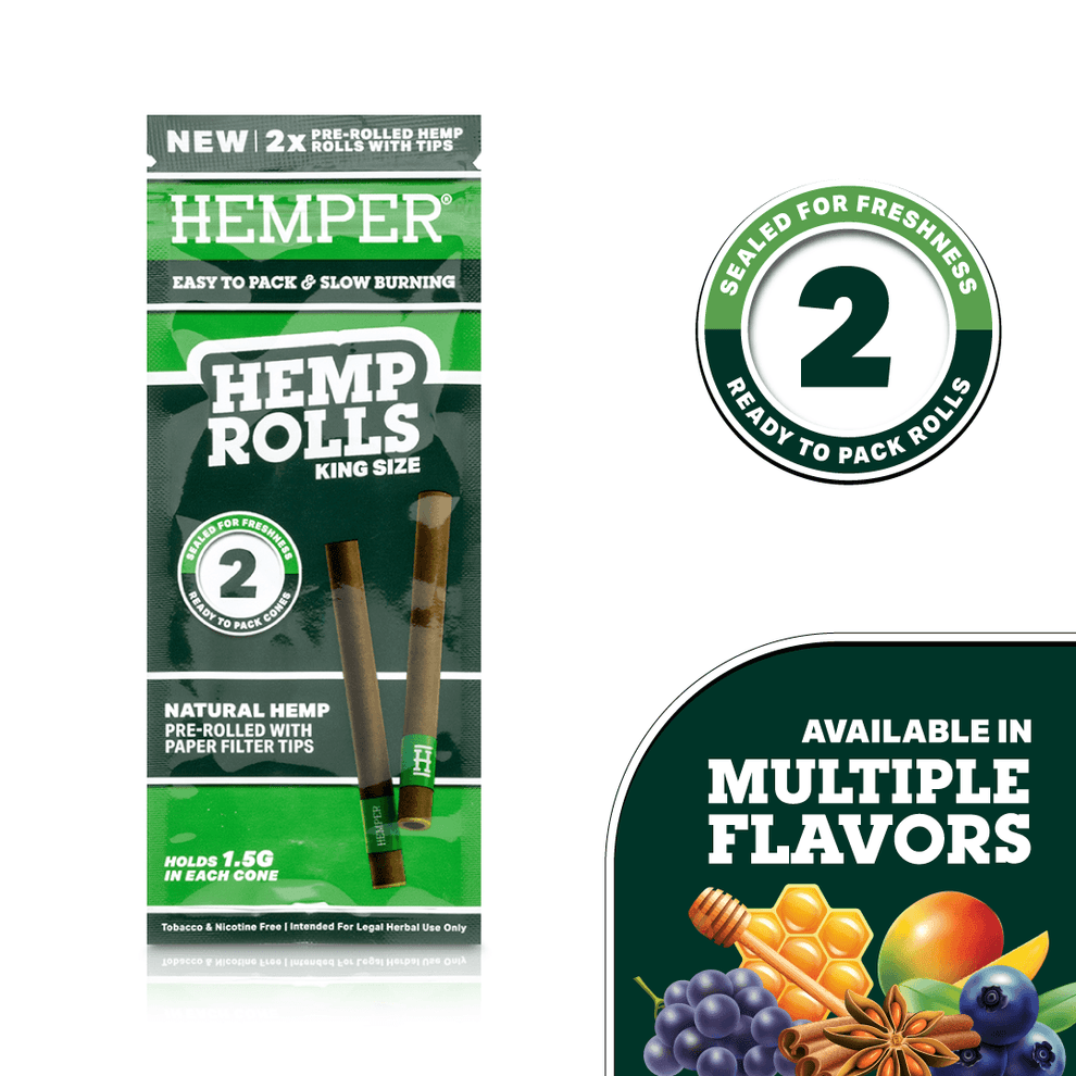 King Size Paper Tipped Hemp Rolls - HEMPER - 2