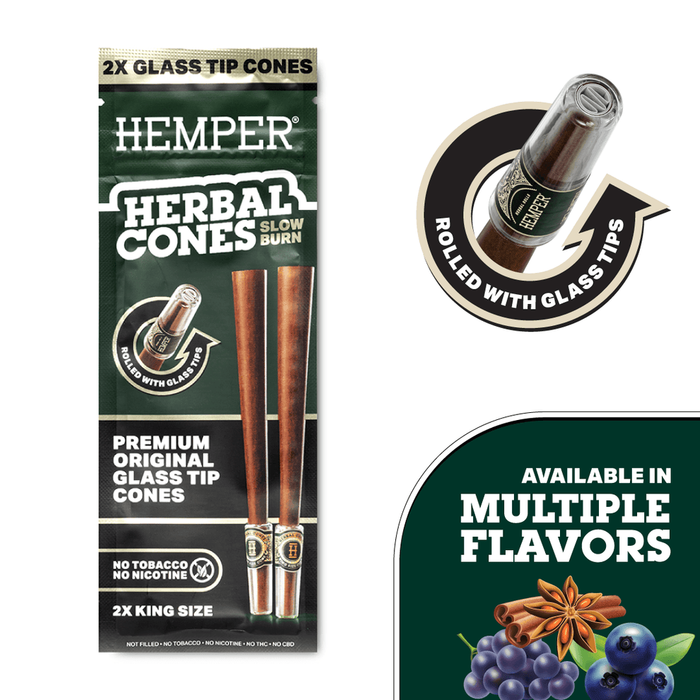 King Size Glass Tipped Herbal Cones - HEMPER - 2