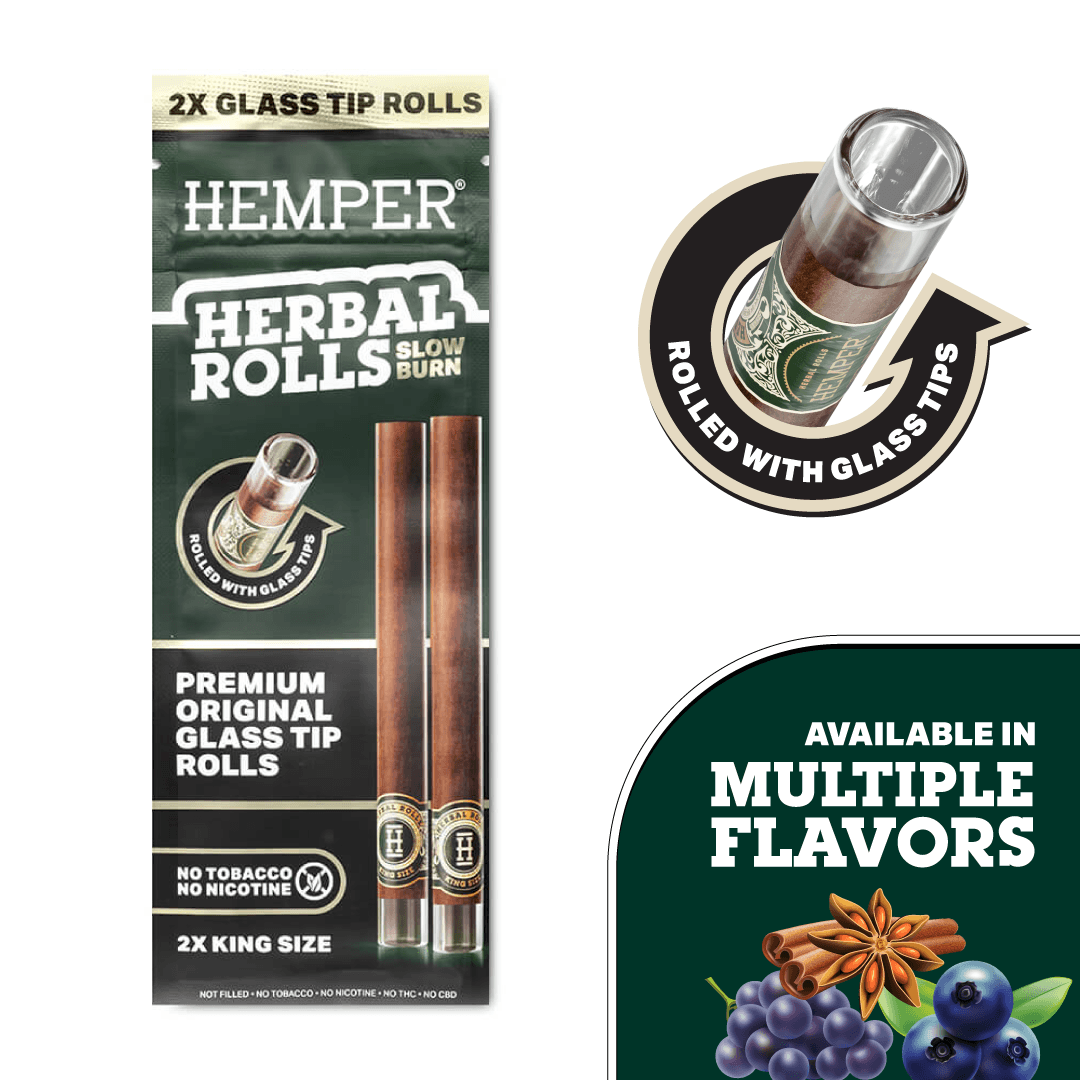 King Size Glass Tipped Herbal Rolls - HEMPER - 