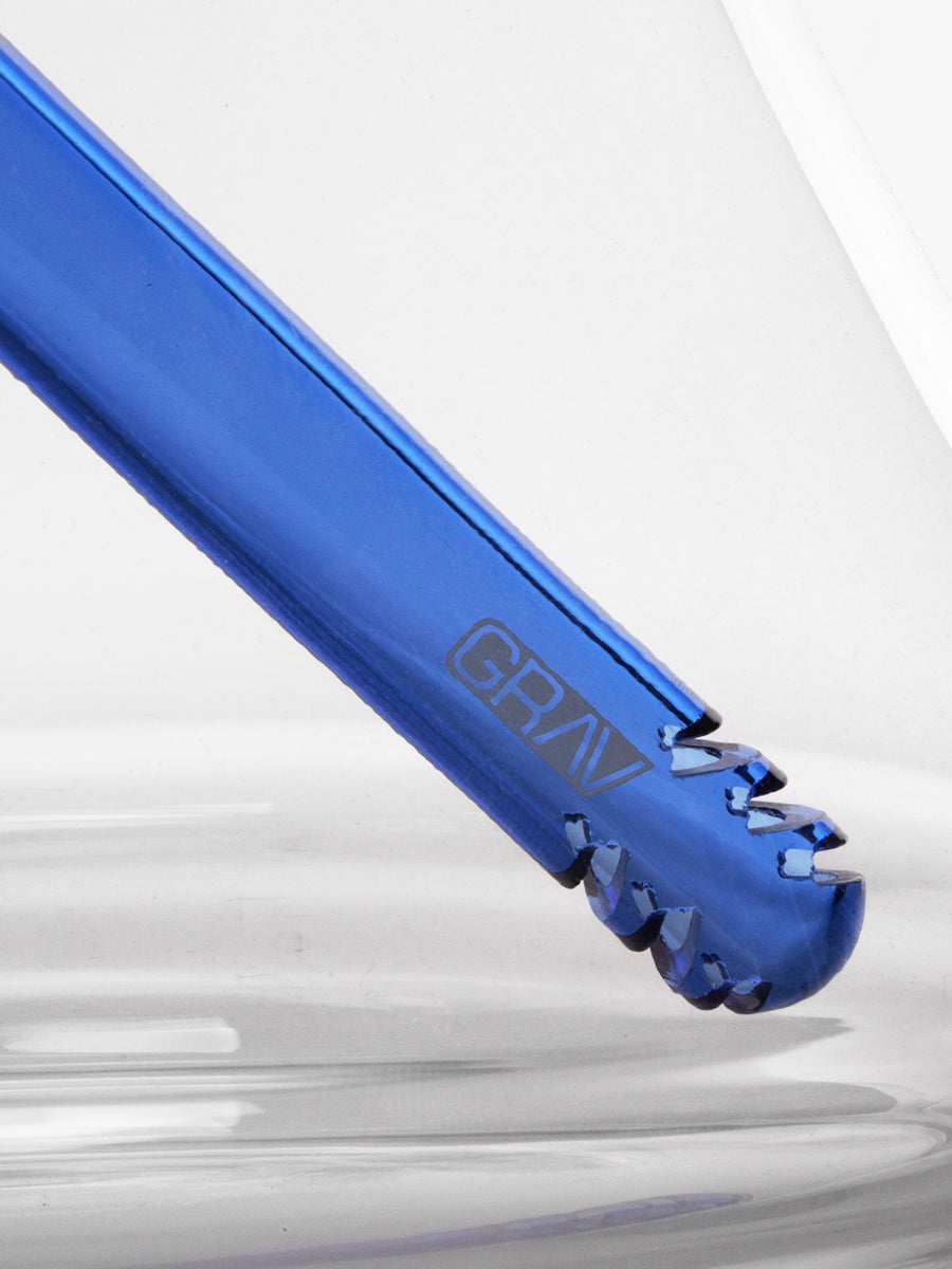 GRAV Large Colored Deco Beaker Bong - Cobalt Stem Closeup - 3