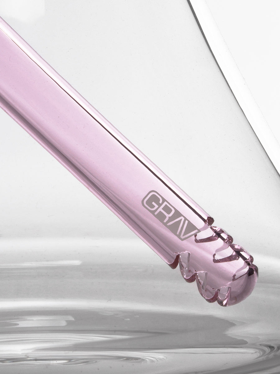 GRAV Large Colored Deco Beaker Bong - Pink Stem Closeup - 6