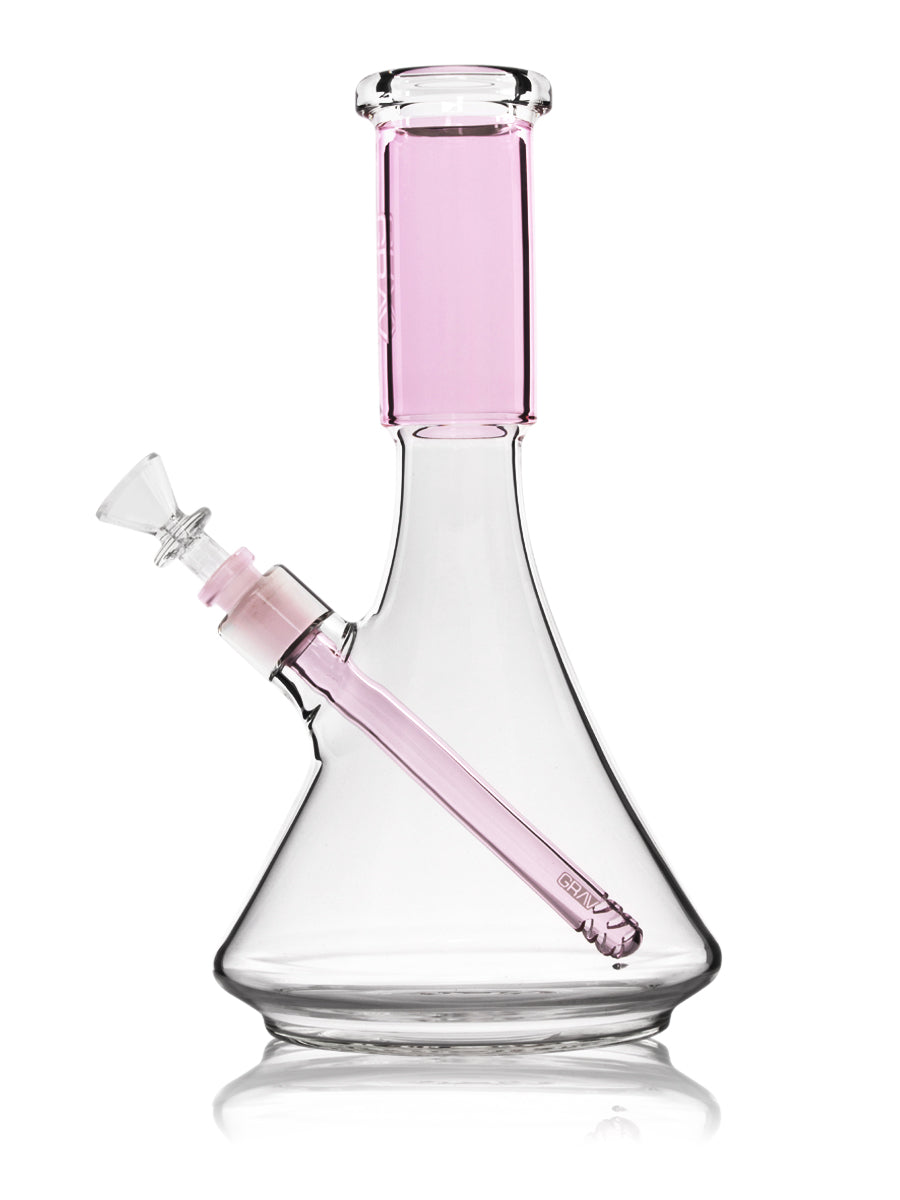 GRAV Large Colored Deco Beaker Bong - Pink Stem Right Side - 7