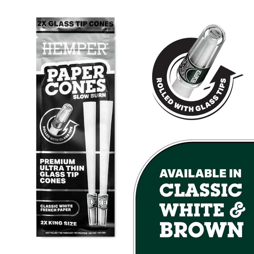 King Size Glass Tipped Paper Cones - HEMPER - 2
