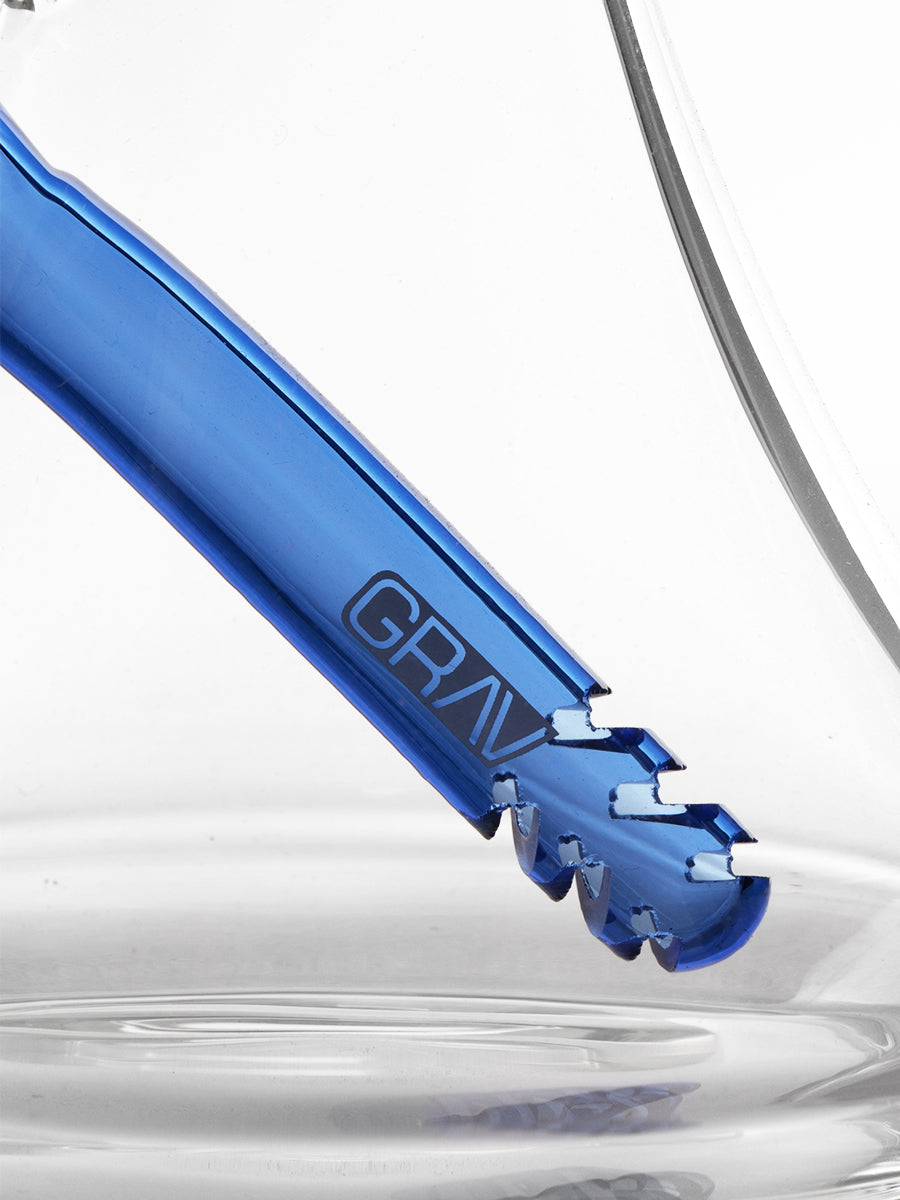 GRAV Small Colored Deco Beaker Bong - Blue Stem Closeup - 3