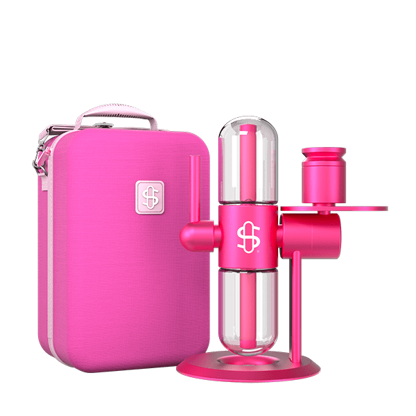 Stündenglass Pink Kompact Gravity Infuser Next to Pink Travel Case - 1